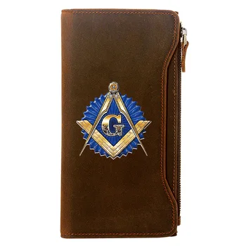 

Classic Free and Accepted Masons Logo Design Genuine Leather Wallet Men Long Purse