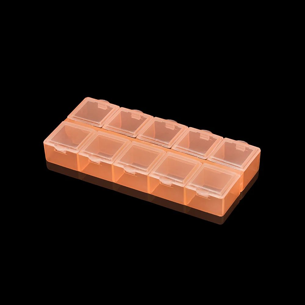 6 цветов пластиковый двухрядный ящик для хранения ювелирных изделий, Чехол-держатель, органайзер для бисера, органайзер для украшений - Цвет: Orange