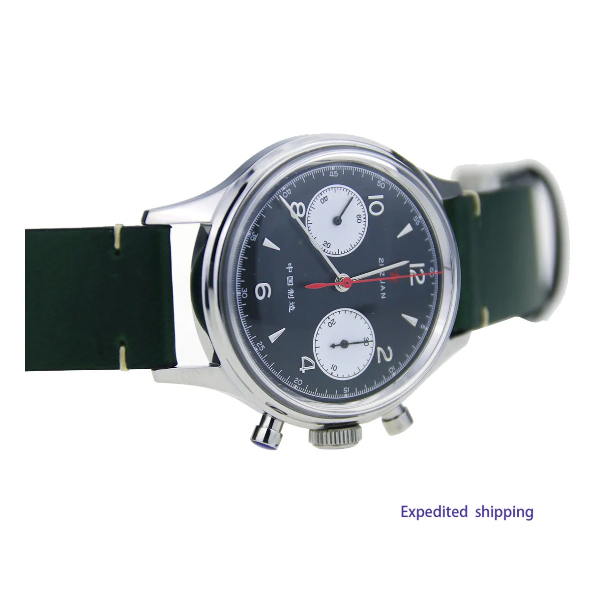

Seagull Movement Mechanical Chronograph Mens Wrist watch Pilot Officiall Reissue 304 St19 1963 Flieger exibition Black Panda
