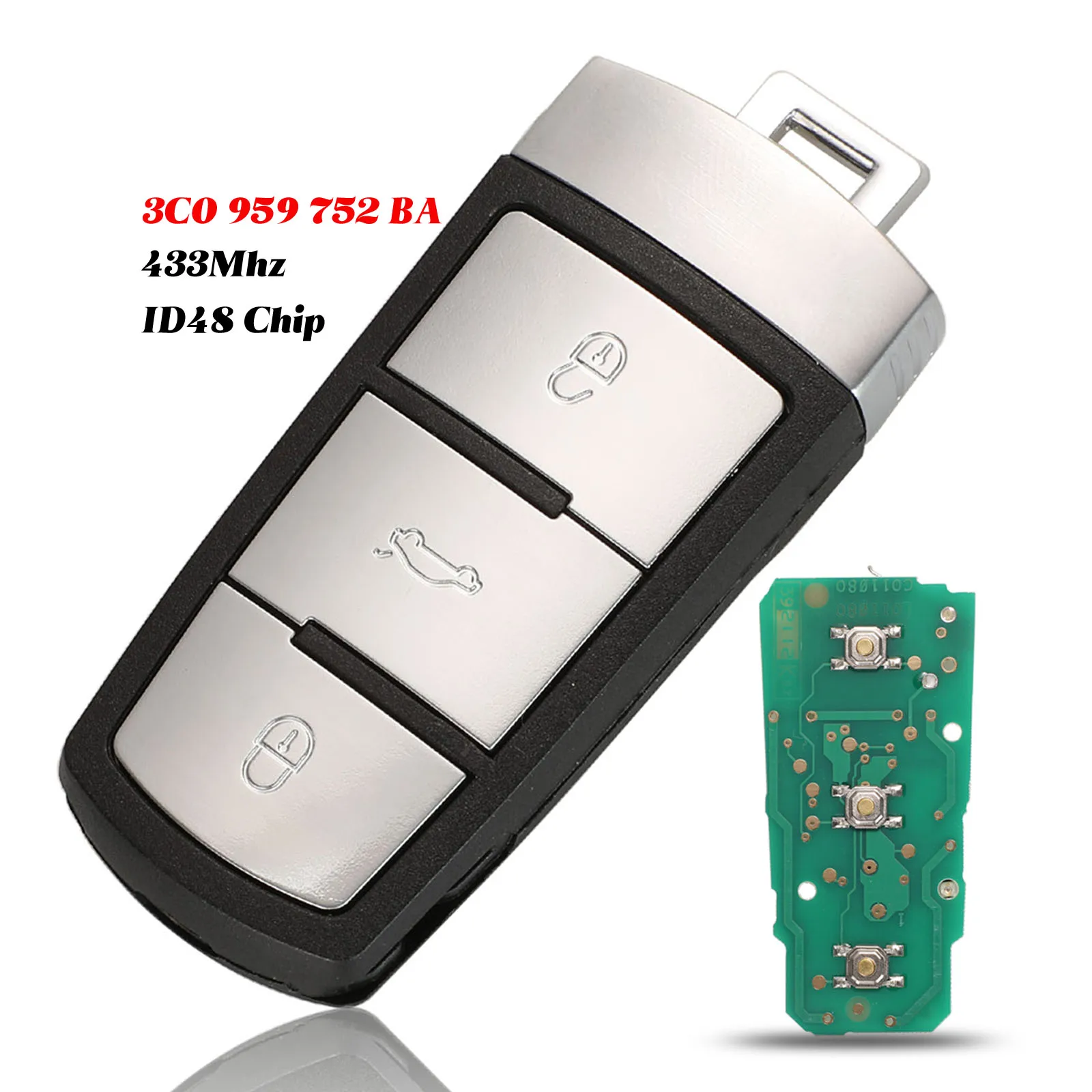 Смарт-ключ 3 кнопки для Volkswagen 3C0 959 752 BA 434 МГц ID48 VW Passat B6 3C B7 Magotan CC | Автомобили и