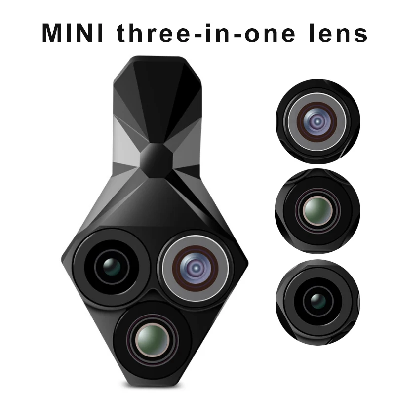 

3 in 1 Cellphone Camera Clip-on Lens 0.65X Wide Angle 20X Macro 160 Degree Lens for Phone Tablets JHP-Best