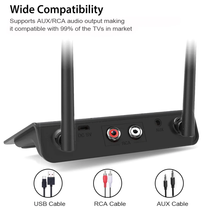 Bluetooth 5 0 Audio Transmitter Receiver Dual Link RCA 3 5mm AUX Jack Wireless Adapter For PC TV Headphones Speaker Home Audio