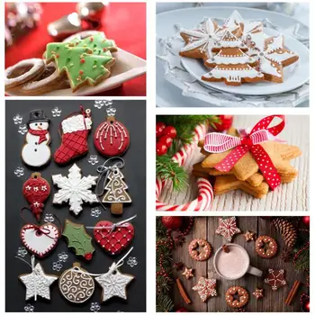

4pcs/set Christmas Cookie Cutters Stamp Mold Plastic 3D Cake Biscuit Plunger Mould DIY Pastry Baking Tools Drop Shipping