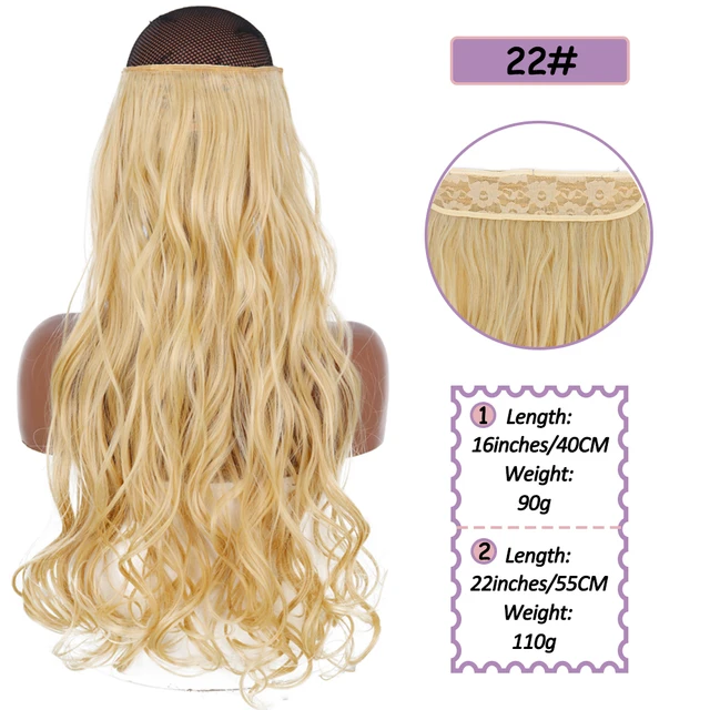 Synthetic No Clip Halo Hidden Hair Extension Ombre Artificial Natural Fake False Long Short Straight Hairpiece Blonde For Women 22