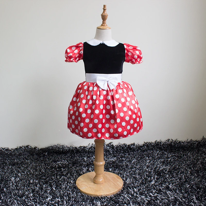 dress and hair band Платья с цветочным узором для девочек платья с Микки Маусом, праздничные платья принцессы с бантом для маленьких детей Детская одежда для костюмированной вечеринки с повязкой на голову - Цвет: dress and hair band