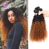 Racily Hair 1/3/4 Pcs Ombre Hair Bundles Brazilian Kinky Curly Hair Weave Bundles Deals Remy T1B/30 Ombre Human Hair Extensions 1