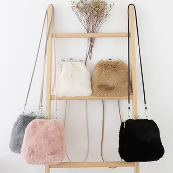 

Pretty Cute Plush Bags for Girls 2020 Fashion Autumn Winter Soft Shoulder Bag Mini Sweet Crossbody Bags Women Elegant Handbags