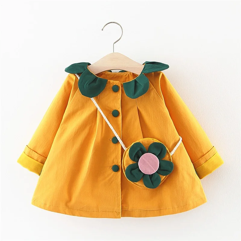 

Baby Girls Spring Cardigan Windbreaker Petal collar Girls Windbreaker 2019 New Girls Spring Autumn Coat Children's Wear 1-5Y