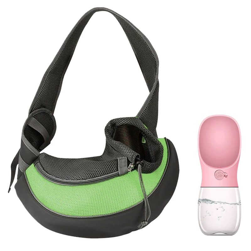 Green with Bottle Pet Puppy Carrier S/M Открытый Путешествия собака сумка сетка Оксфорд один комфорт слинг Сумочка Сумка - Цвет: Green with Bottle