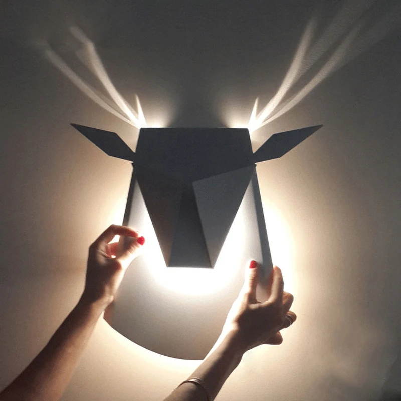 

Nordic Creative Wall Lamp Living Room Bedroom Bedside Lamp Deer Head Simple Corridor Led Antler Wall Lights Decor Light Fixtures