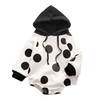 

Winter Baby Boy Girl Romper Thicken Velvet Polka Dot Pattern Long Sleeve Hoodie Bodysuit Newborn Outfits Hot