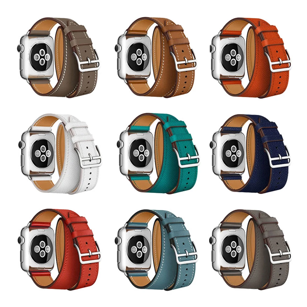 

Double tour strap for Apple watch band 42mm/38mm iWatch 4 band 44mm 40mm Leather watchband bracelet for Apple watch 4 3 21 hemer