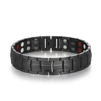 Escalus Men's Black Pure Titanium Magnetic Bracelet For Men 4in1 Magnets Negative Ions Germanium Health Bracelets Jewelry 1