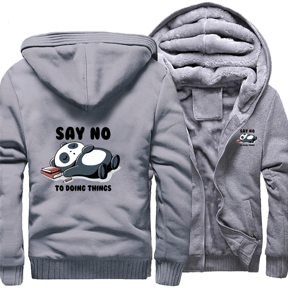 Panda Say No To Doing Thincs Свободные толстовки зимние теплые уличные куртки Топ Мужская