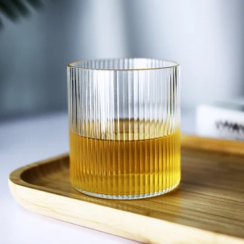 

Vertical Line Texture Glass Classic Style Simple Shaped Beer Juice Cups Old Fashioned Whiskey Glasses Creative Wine Coffee Cup
