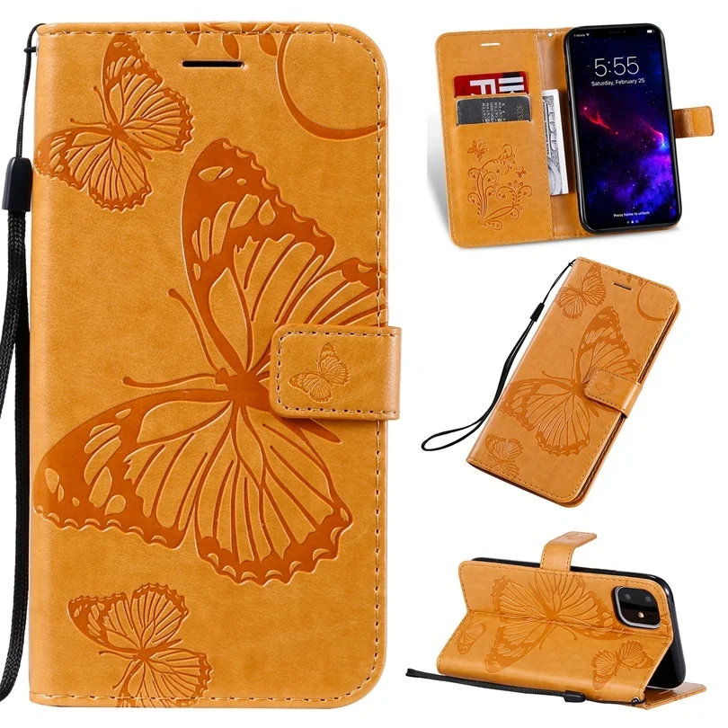 Wallet Flip 3D Butterfly Leather Case For iPhone 11 Pro X XS XR Max 5 5S SE 6 6S 7 8 Plus Book Cases Soft TPU Phone Cover Fundas iphone 7 cardholder cases