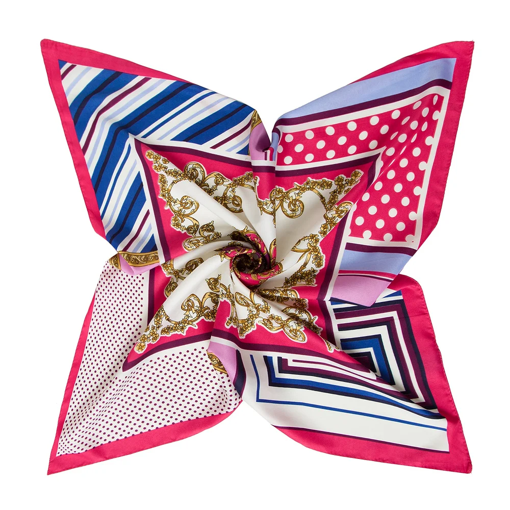 

60cm Fashion silk shawl head covering ladies professional small squares stripe wave point new design scarves E816