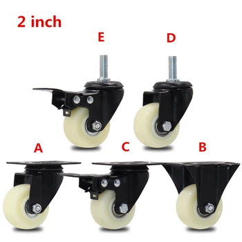 

6pcs 2 inches 50mm Bearing Capacity 100kg Black Trolley Wheels Caster Nylon quiet Swivel Casters for Office Chair Sofa Platform