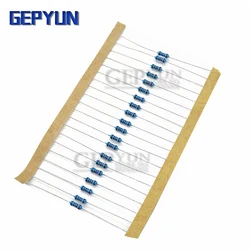100pcs 1/4W Metal film resistor 1% 100R 220R 1K 1.5K 2.2K 4.7K 10K 22K 47K 100K 100 220 1K5 2K2 ohm resistance Gepyun 1R~22M
