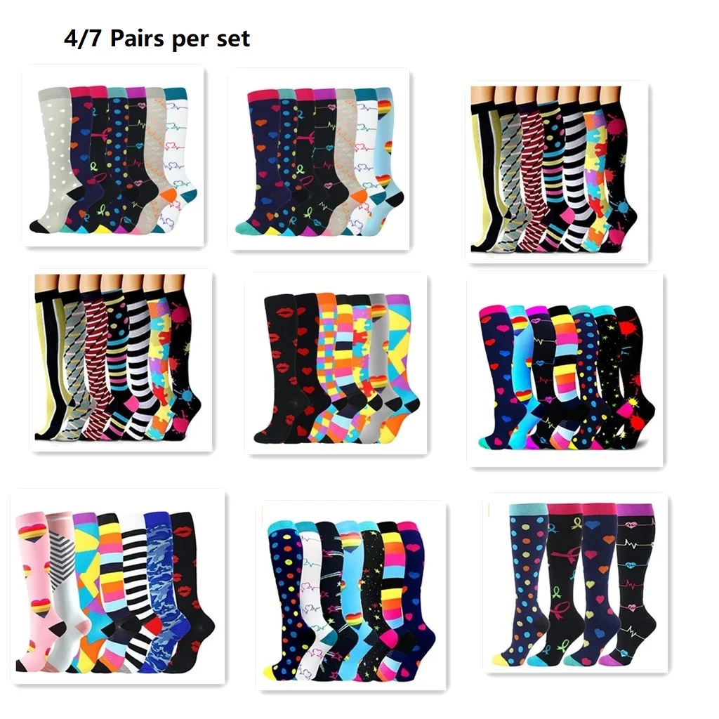 Compression Socks 4/7 PAIRS/SET Outdoor Sports Socks Women Compression Socks Running Cycling Sock Drop Shipping