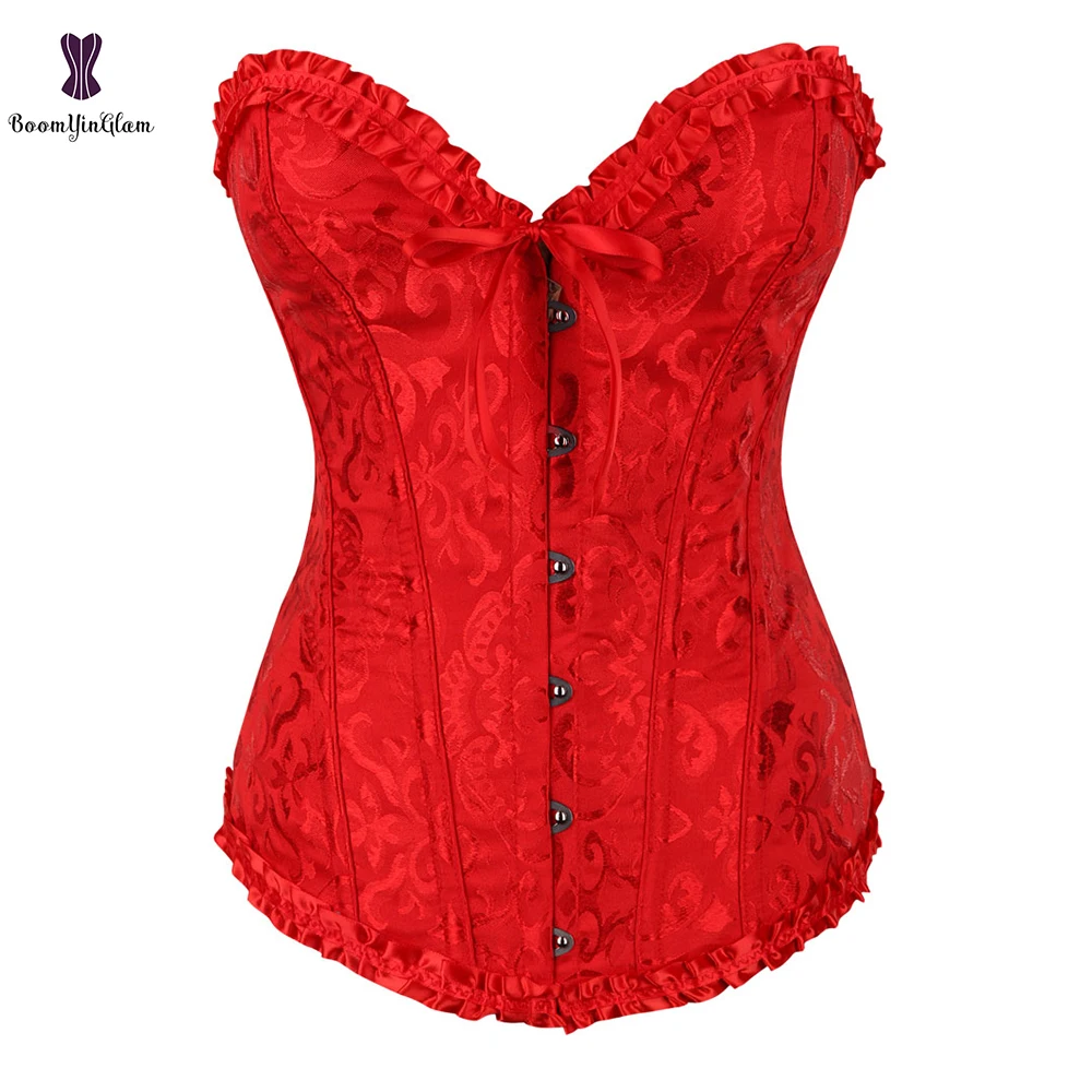 7 Colors Can Be Chosen Women Body Shaper Size XS To 6XL Vintage Pleated Corset Bustier With G String 810#