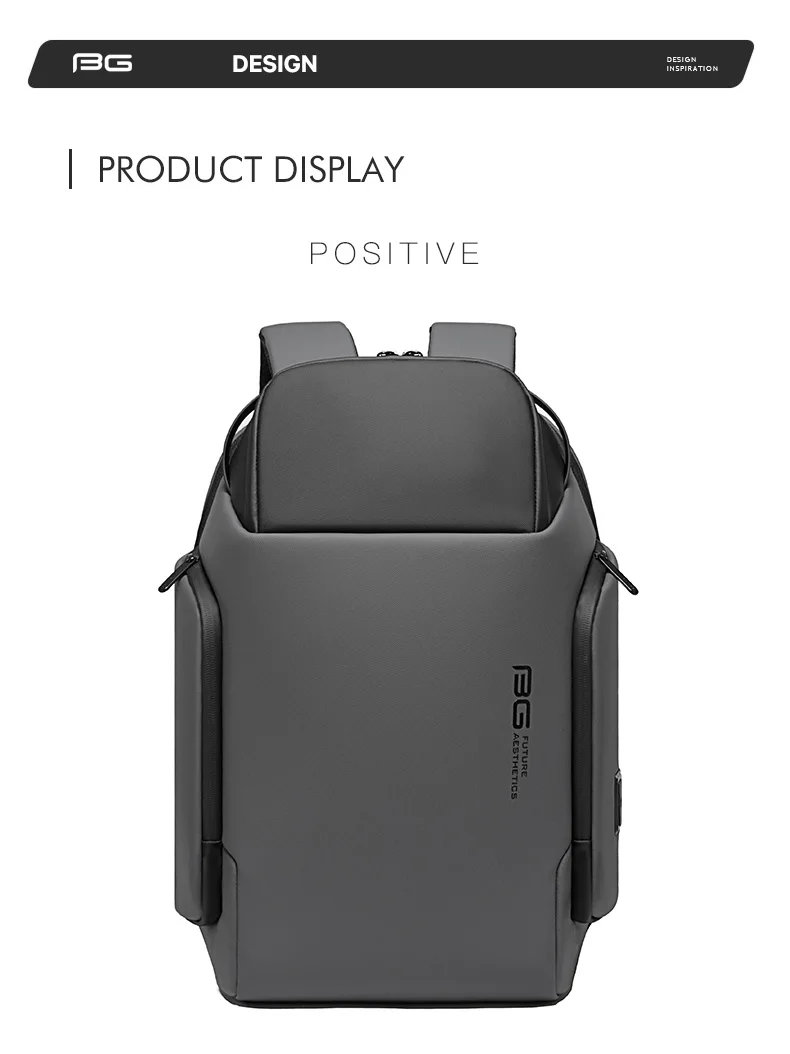 Neouo Grey Anti-Theft Fashion Laptop Backpack Front View