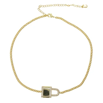 

Fashion Padlock Pendant Necklaces for Women Lock Necklace choker 32+8cm Chain on the Neck Punk 2020 Fashion Jewelry Female