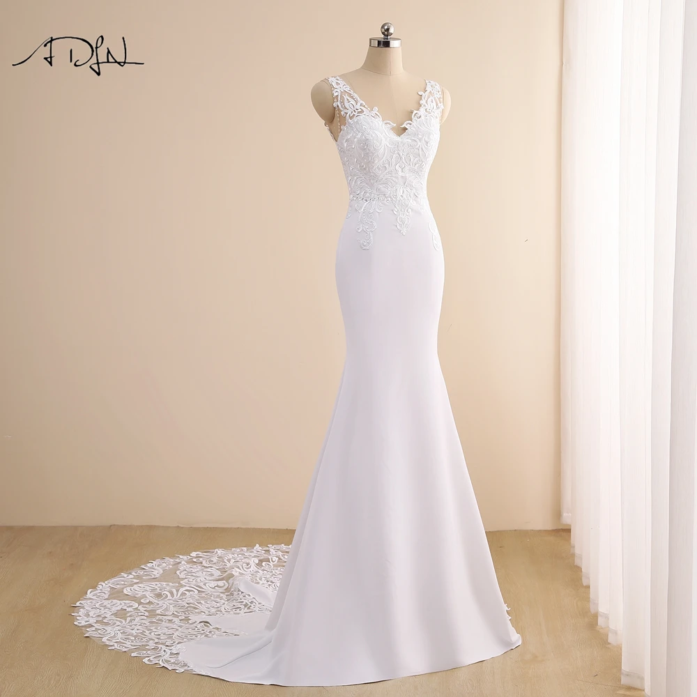New Double V-neck Mermaid Wedding Dress Bohemian Court Train Lace Bridal Gown Vestido de Novia Open Back Bride Dresses