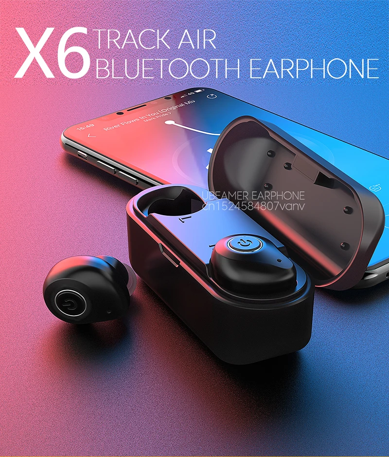 Ubeamer X6 V5.0 Bluetooth наушники TWS настоящая Беспроводная выносливая водонепроницаемая Спортивная игровая гарнитура для мобильных телефонов