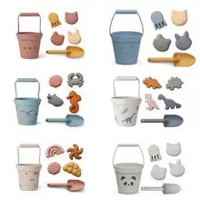 Jouets de plage en Silicone pour enfants, Kit de 6 pièces, outil de sable d'été pour bébé avec pelle, jeu d'eau, jeu de plein air, bac à sable pour enfant 