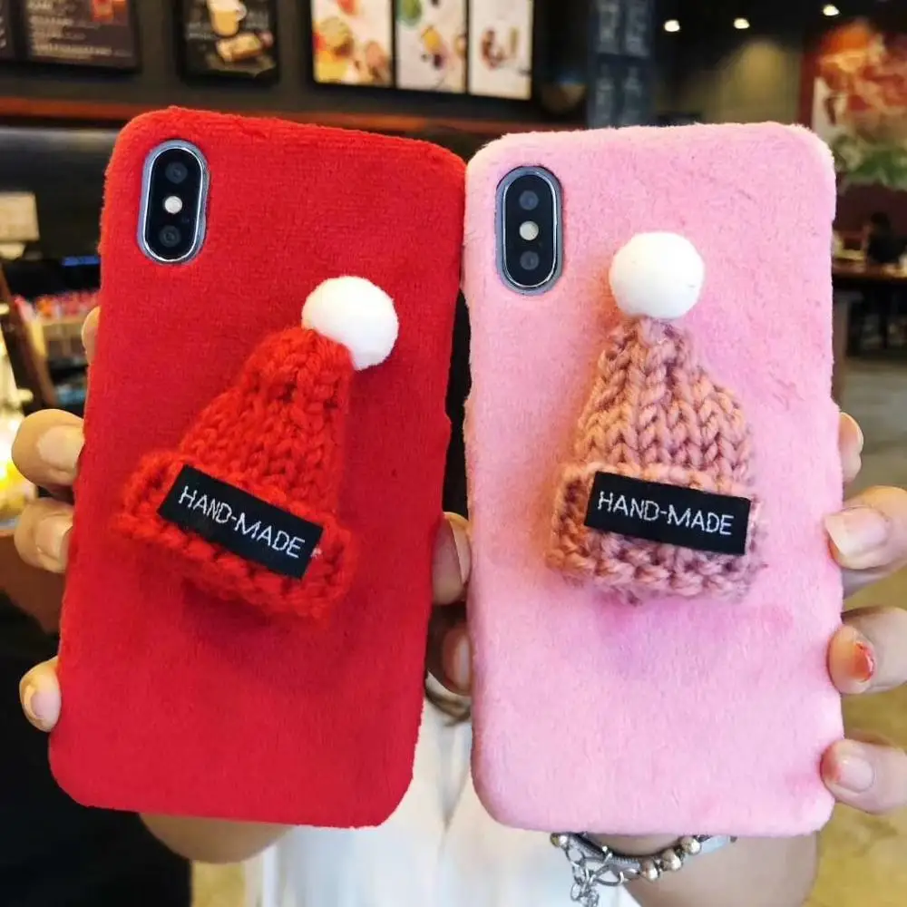 Рождественский DIY чехол для телефона с капюшоном iPhone 11 11pro max xr xs 6s 7 8 Plus тканевый