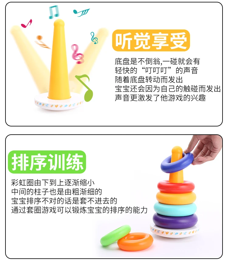 Sunny Yang Light классическое красочное кольцо Музыка Красочные сбой Стек-ап детский сад обучающая игрушка