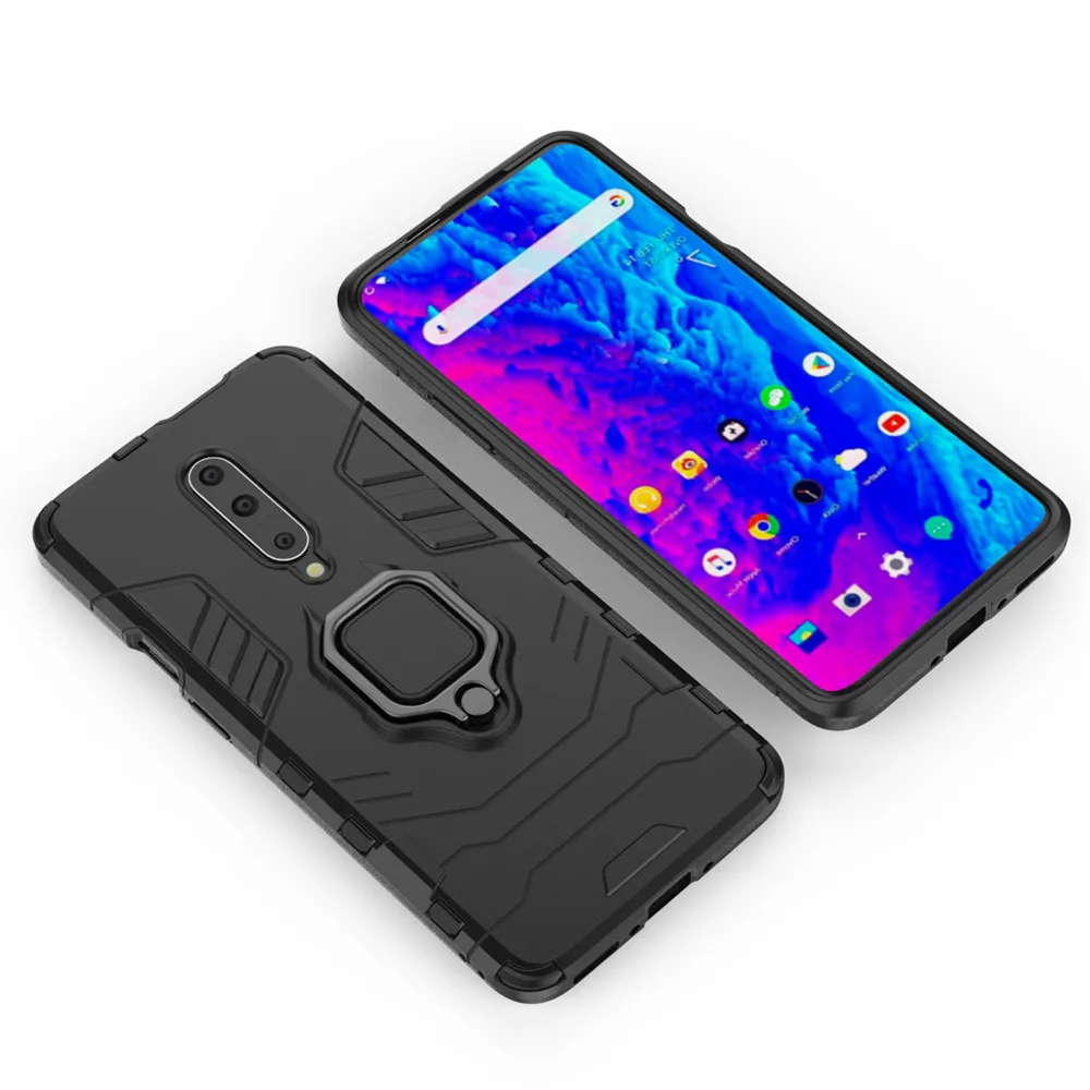 Voor oneplus 7 Pro Чехол Силиконовый ТПУ en Жесткий ПК ультра люкс Броня ударопрочный металлический корпус с кольцом для дома voor oneplus 7 Pro