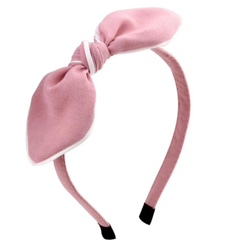 Новые милые кроличьи ушки ленты детей повязки для волос ручной работы мультфильм повязка с кроликом девушка Лук ободки Принцесса аксессуары для волос подарок - Цвет: Pink headband