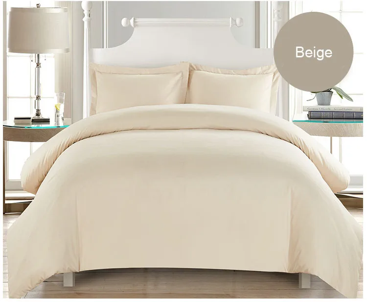 Beige Комплект постельного белья, домашний комплект постельного белья, мягкое одеяло, наволочки, сплошной цвет, семейный набор постельного белья для отеля, моющийся, прочный, дышащий - Цвет: Beige