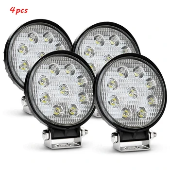 

4pcs LED Car Work Light Combo Round Floodlight Bar Driving Lamp 4" 27W 6500K Waterproof Offroad Fog Lights for Trucks Car ATV