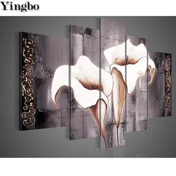 

5Piece Brown Lily Fashion Flower Diamond Painting Cross Stitch Kits DIY 5D Diamond Mosaic Rhinestones Embroidery Diamond Picture