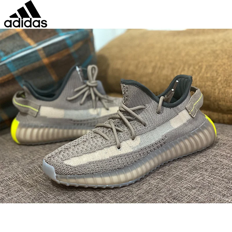 Мужские кроссовки для бега Adidas Originals Yeezy Boost 350 V2 черные белые синие оттенки Зебра