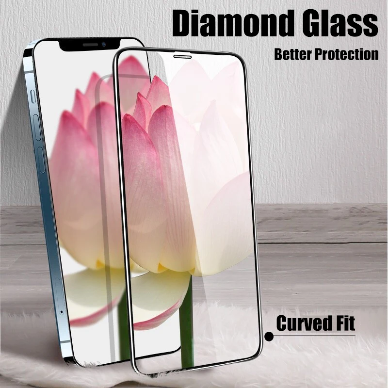 4Pcs Full Cover Protective Glass for iPhone 13 11 12 Pro Max Screen Protector for iPhone X XS Max XR 13 Mini Glass