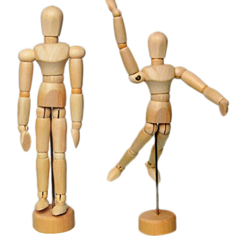 5.5 Inch NEW Artist Movable Limbs Male Wooden Toy Figure Model Mannequin Art Sketch Draw Action