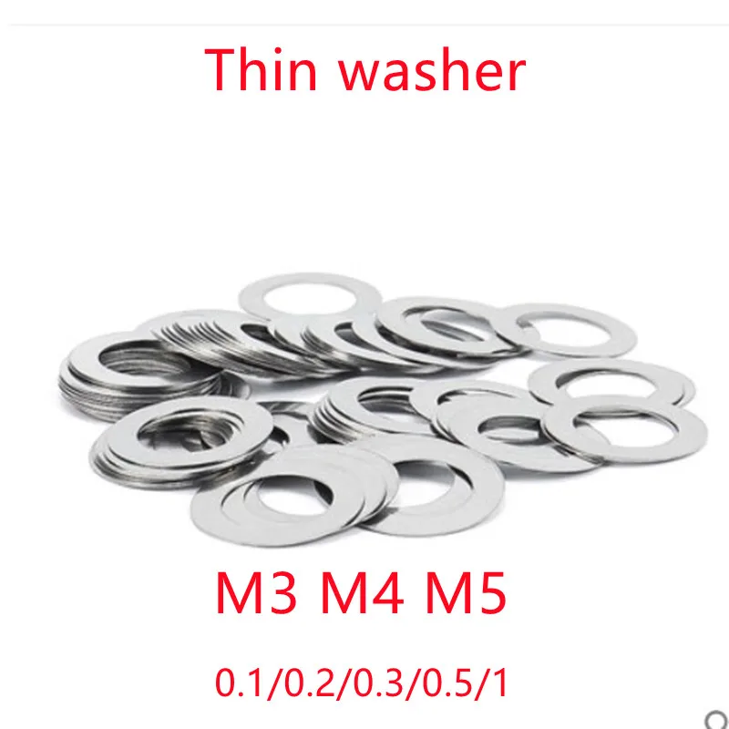 M2 M2.5 M3 M3.5 Ultra-thin Stainless steel Flat Gaskets Thin Washer 0.1-0.5mm T 