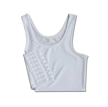 

Chest Binder Underwear Tank Tops Bandage Trans Breathable Side Hook Bustier Bra Vest Tops S-XL
