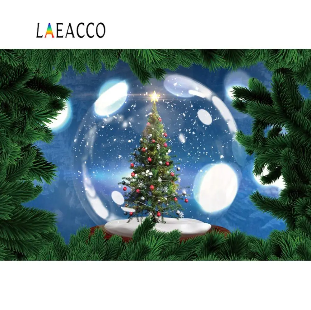 

Laeacco Photo Backdrops Dreamy Merry Christmas Festivals Pine Tree Winter Snow Party Scenic Photographic Background Photo Stuido
