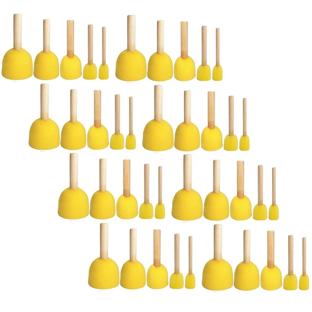 Educational Toys For Children 40Pcs 5 Sizes Round Paint Foam Sponge Brush Set Kids Painting Tools For DIY Painting Drawing Tools