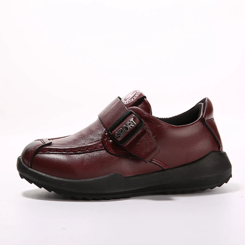 Детская обувь из натуральной кожи; Детские повседневные кроссовки; удобные лоферы для мальчиков; Туфли-оксфорды на плоской подошве в британском стиле; KS82 - Цвет: Red