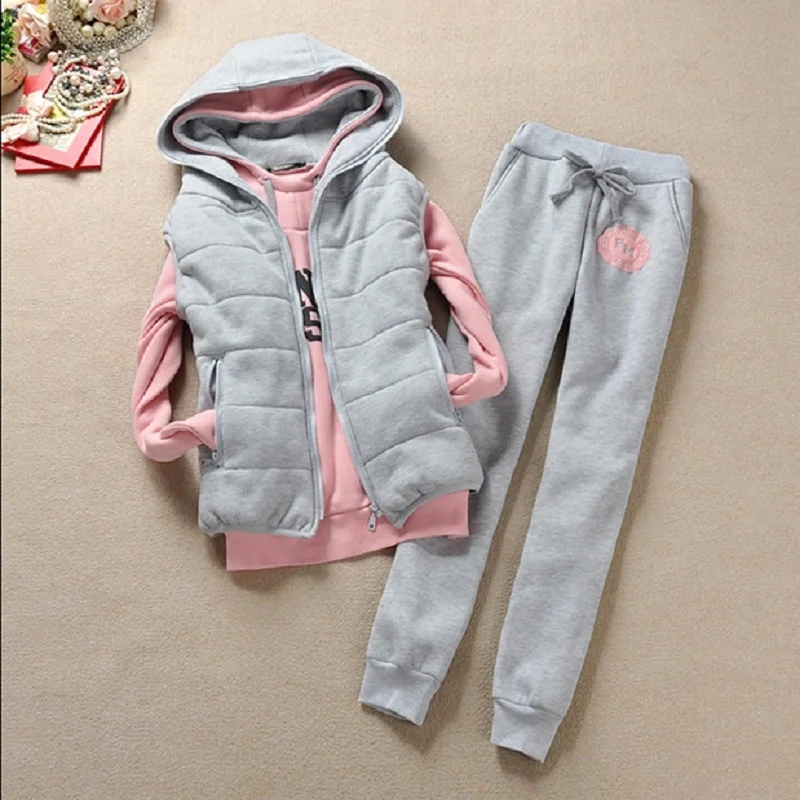Autumn and winter new Fashion women suit women's tracksuits casual set with a hood fleece sweatshirt three pieces set