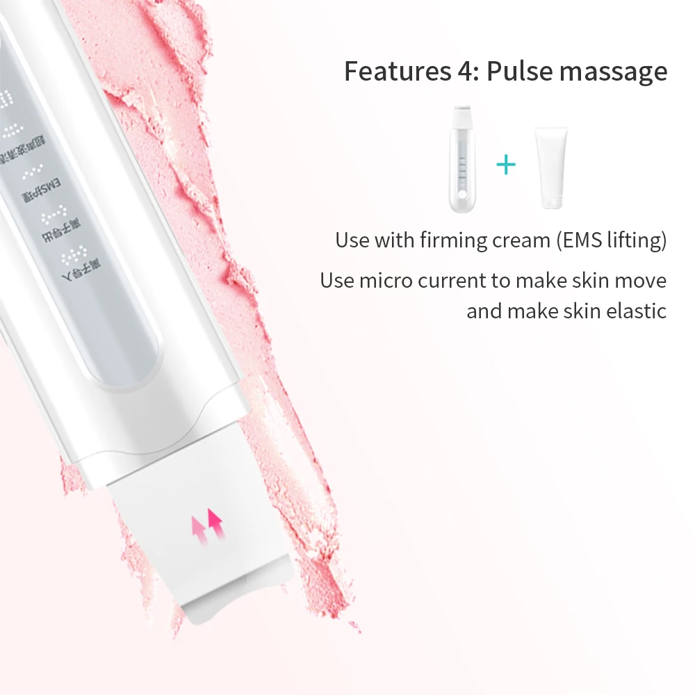 Ultrasonic Skin Scrubber Vibration Face Spatula Pulse Massager Cleaning Skin Scrubber Facial Cleaner Peeling Pore Cleaner