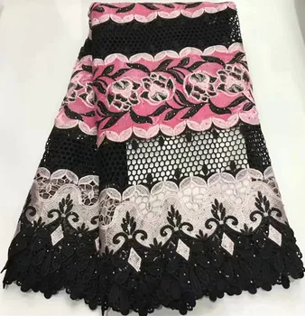 

Velvet lace guipure lace fabric stone african cord lace african lace fabric 5yards nigerian lace fabrics for wedding ZQ-A202