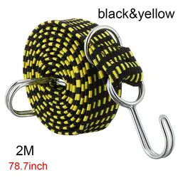 Elastic Rubber Luggage Strap with Hooks - Versatile Tie-Down for Bicycles, Roof Racks & More (Black yellow-2M)