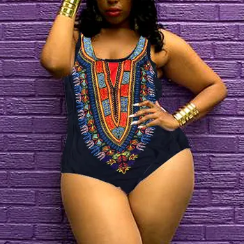 

Fast Delivery 2018 Hot Sale Women Curve Appeal Dashiki African Printing Push-Up Bikini Jumpsuit